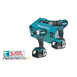 Kit Aparafusadora de Impacto + Berbequim Combinado Makita DLX2221TJ